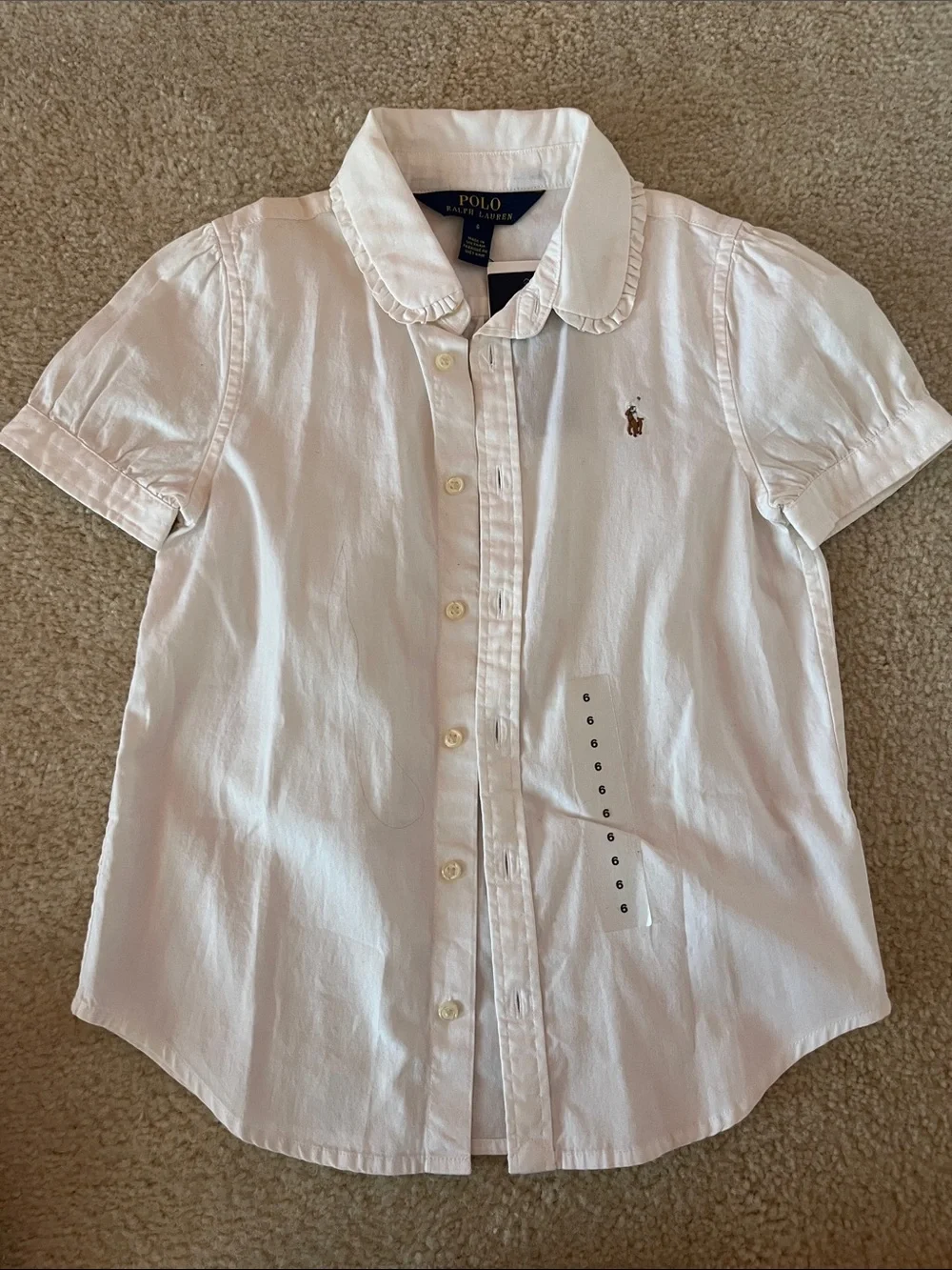 Polo by Ralph Lauren Off White Short-Sleeve Button-Down Shirt